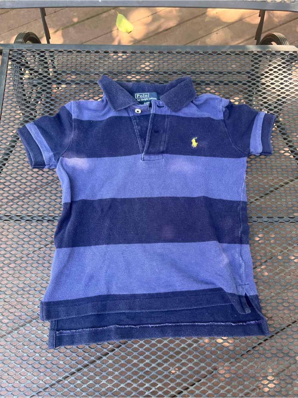 Ralph Lauren Kids Striped Polo in Navy and Royal Blue with Yellow Pony